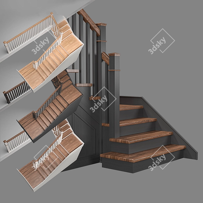 Compact Staircase with Hidden Pantry 3D model image 2