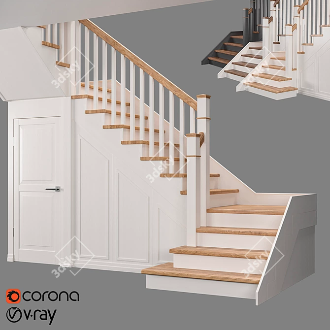 Compact Staircase with Hidden Pantry 3D model image 9