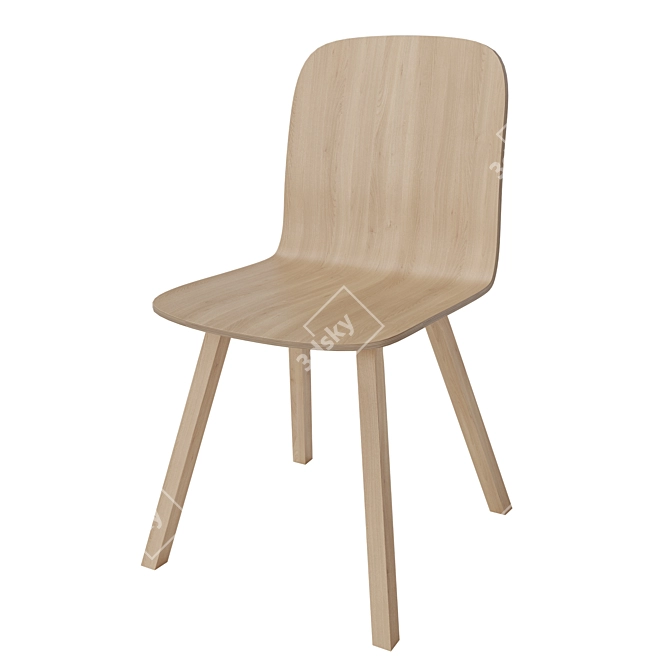 Elegant Palm Veneer Dining Chair 3D model image 1