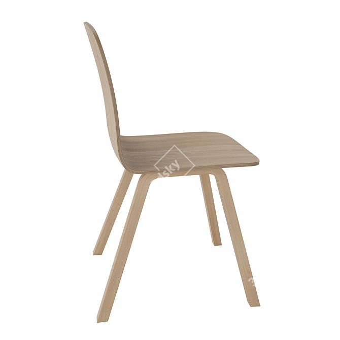 Elegant Palm Veneer Dining Chair 3D model image 2