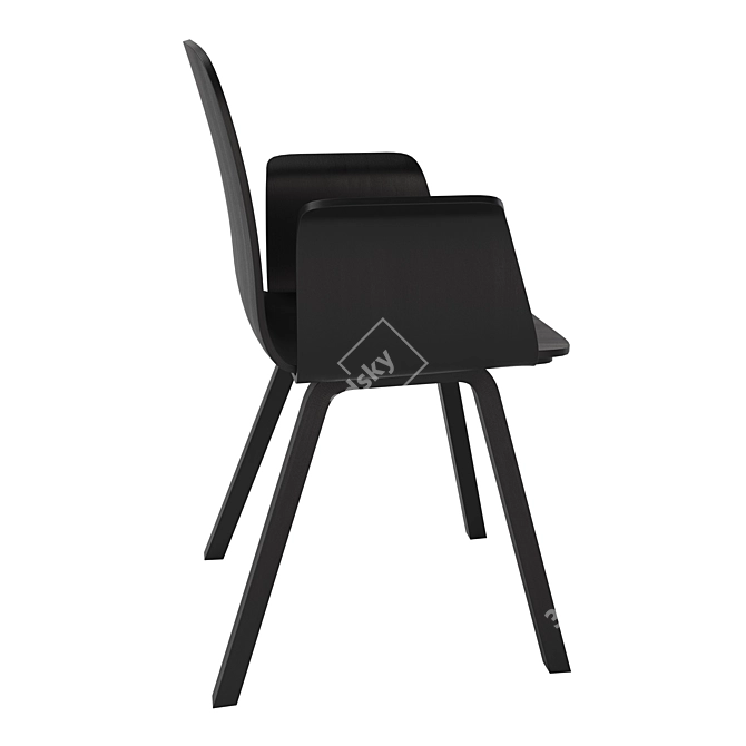 Elegant Palm Veneer Dining Chair with Armrest 3D model image 4