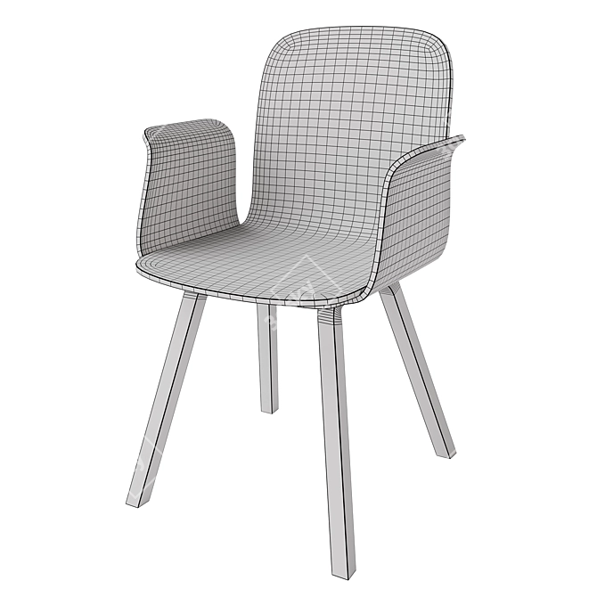 Elegant Palm Veneer Dining Chair with Armrest 3D model image 5