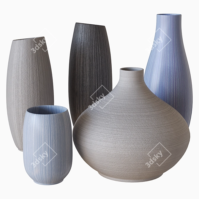 Elegant 3D Decorative Vases 3D model image 1