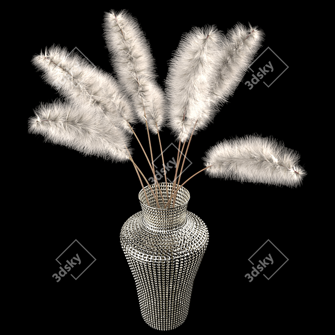 Metal Vase with Cogon Grass 3D model image 2