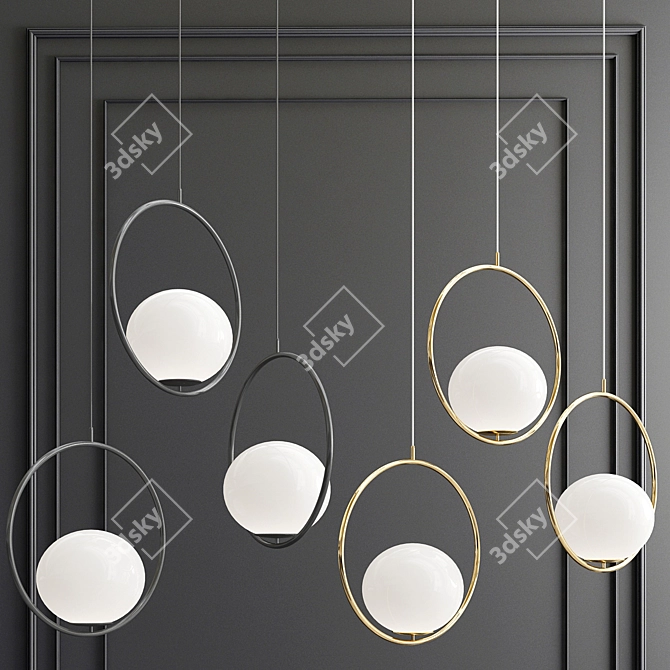 Minimalist Hoop-B Pendant Light 3D model image 1