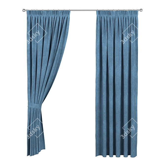 Elegant Blue Window Treatment 3D model image 2