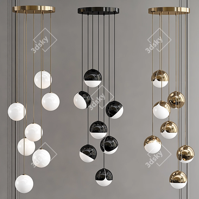 Sleek Glass Pendant Light 3D model image 1