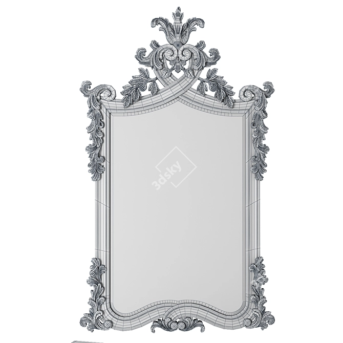 French Provencal Heart Top White Mirror 3D model image 4