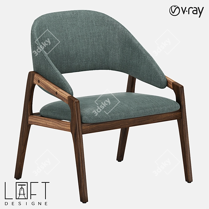 LoftDesigne 1439: Stylish Wood and Fabric Chair 3D model image 1