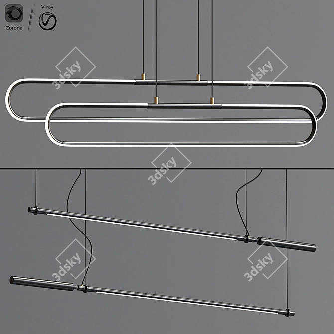 Modern Calypso Linear Suspension Set 3D model image 1