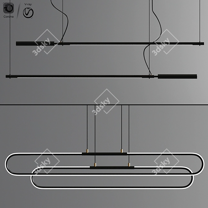 Modern Calypso Linear Suspension Set 3D model image 2