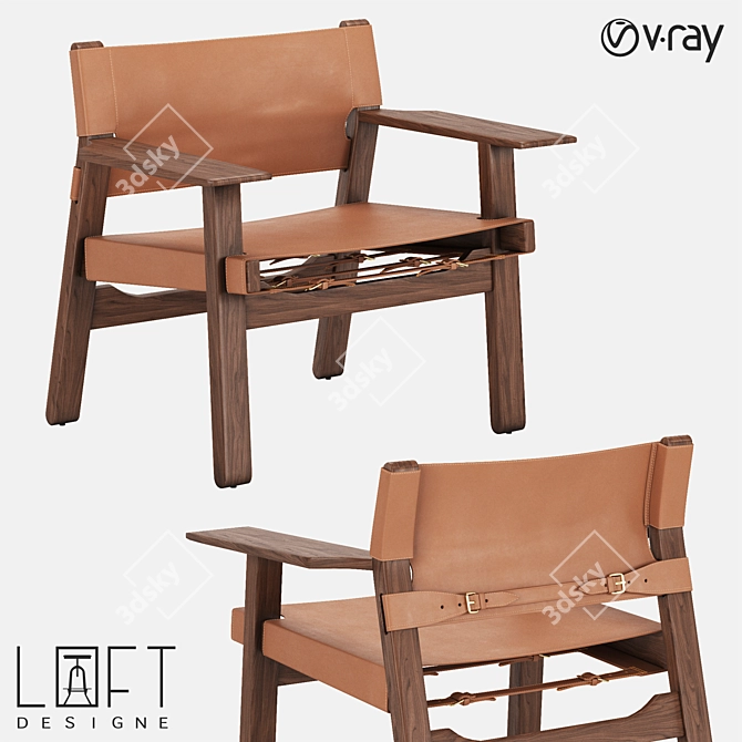 LoftDesign Armchair 2456: Stylish Leather & Wood 3D model image 1