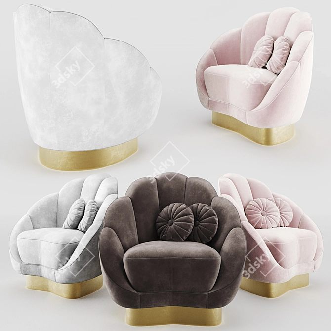 Glamorous Velvet Barrel Chair 3D model image 1