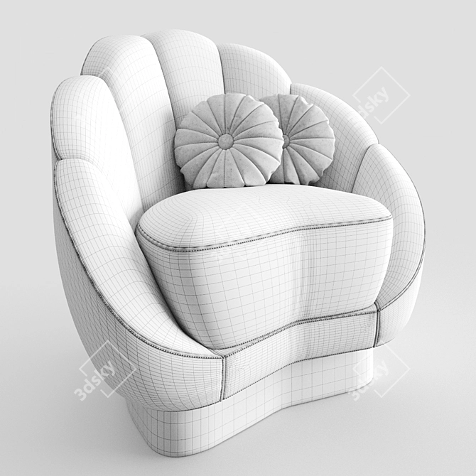 Glamorous Velvet Barrel Chair 3D model image 3