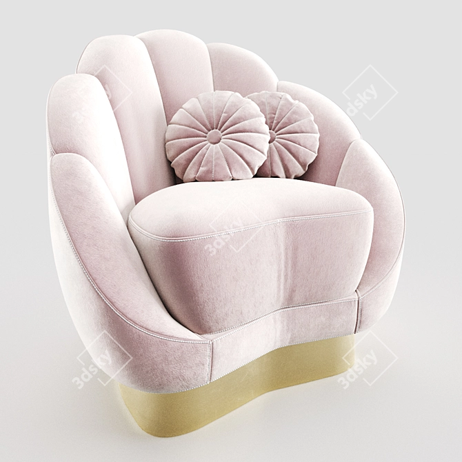 Glamorous Velvet Barrel Chair 3D model image 4