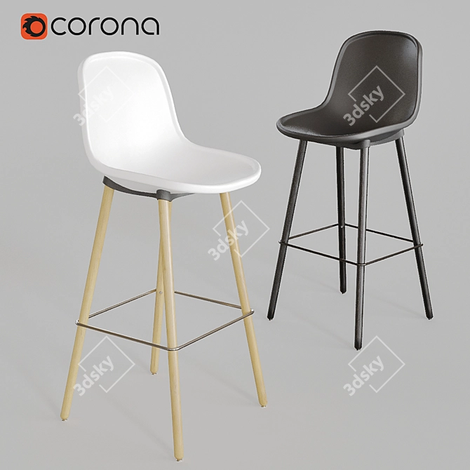 Sleek and Strong Bar Stool 3D model image 1