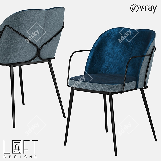 LoftDesigne 30469 Chair: Industrial Metal and Fabric Seating 3D model image 1