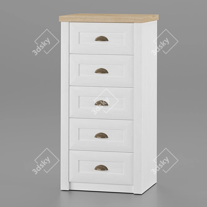 Modern 5-Drawer White Oak Chest 3D model image 1