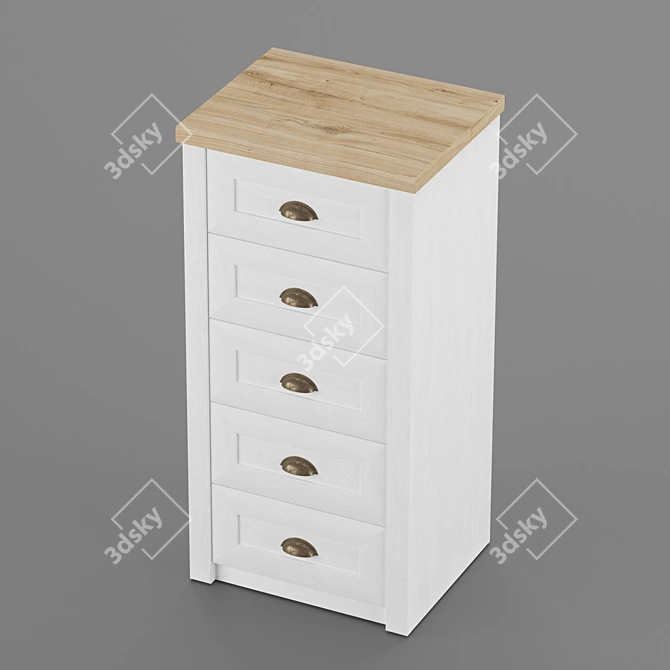 Modern 5-Drawer White Oak Chest 3D model image 3