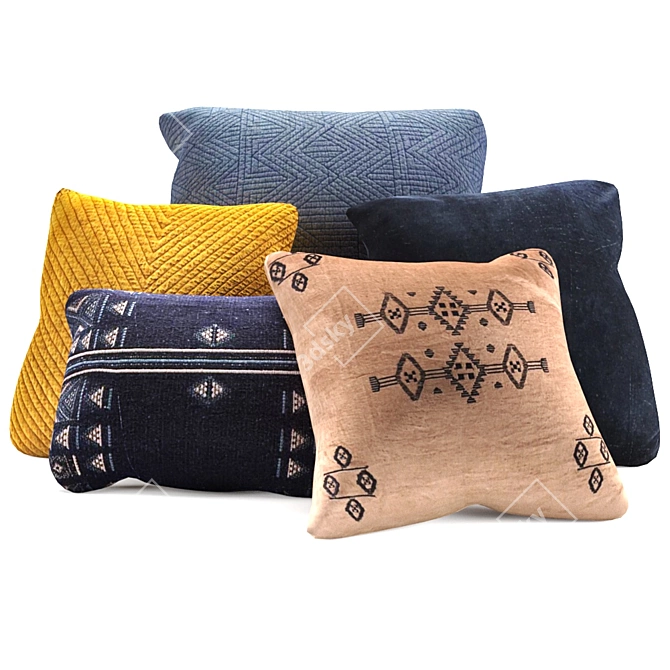 Modern Chic Pillows: Versatile Sizes & High-Quality Textures 3D model image 1