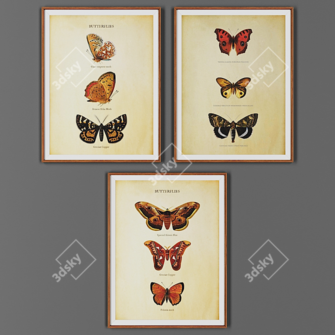 Wooden Frame Picture Set 3D model image 1