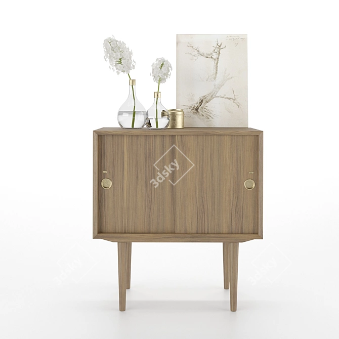 Floral Art Credenza Set 3D model image 1