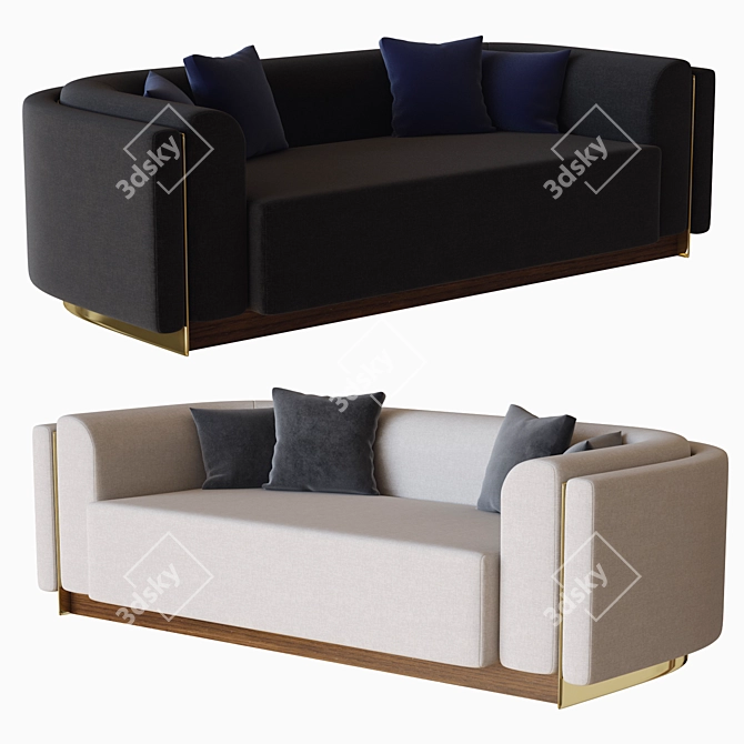 Elegant Wellington Sofa 3D model image 2