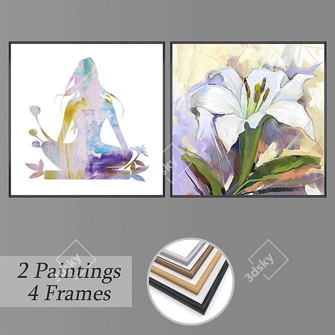 6-Piece Wall Painting Set with Multiple Frame Options 3D model image 1