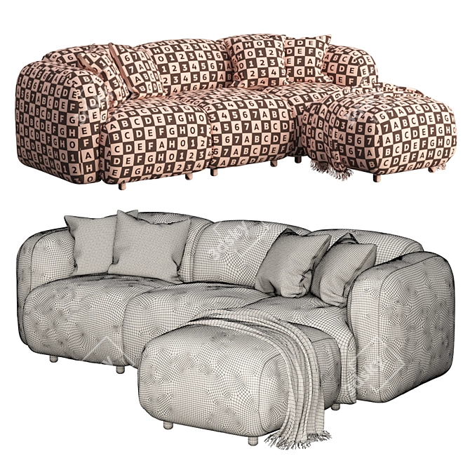 Elegant Normann Copenhagen Swell Sofa 3D model image 4