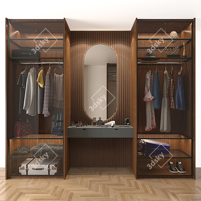 UltraClear Glass Wardrobe 3D model image 1