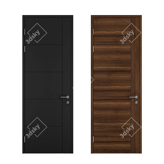 Elegant Walnut Modern Door 3D model image 2