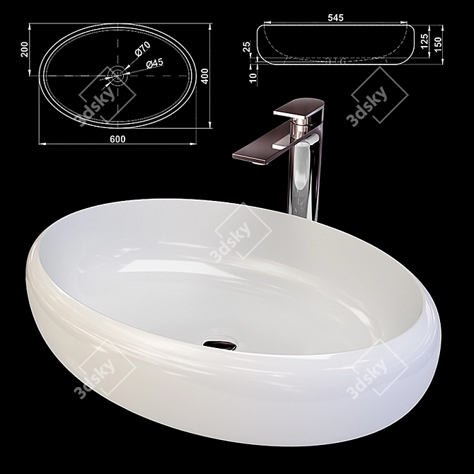 Elegant Melana MLN-A252 Sink Set 3D model image 1