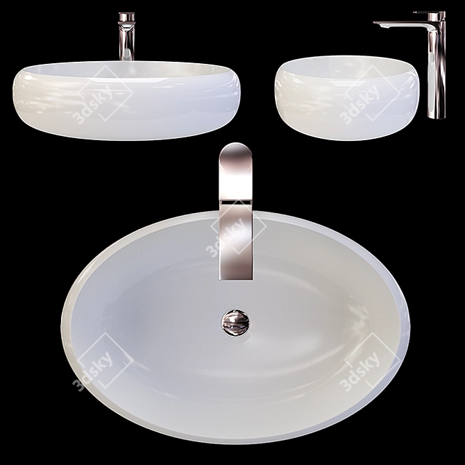 Elegant Melana MLN-A252 Sink Set 3D model image 2