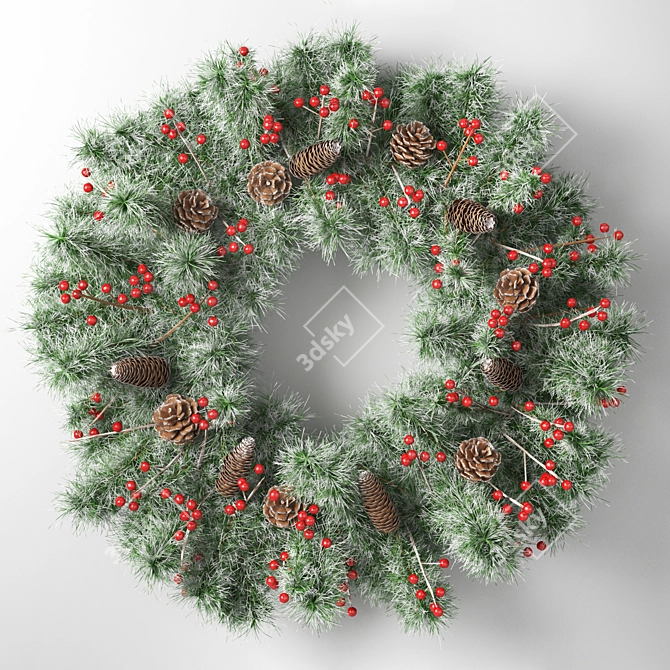 Festive Holiday Wreath: Deck the Halls 3D model image 1