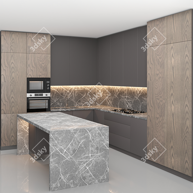 Modern Island Kitchen: High-Quality Renders Available 3D model image 2