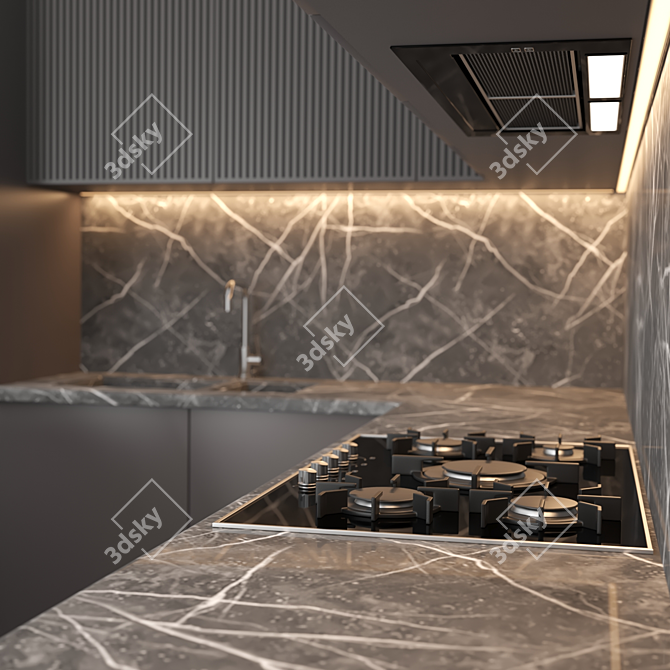 Modern Island Kitchen: High-Quality Renders Available 3D model image 4
