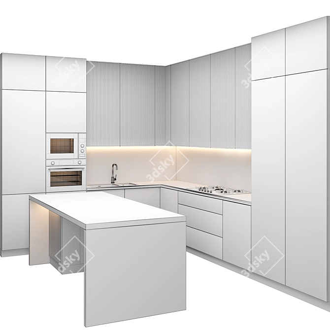 Modern Island Kitchen: High-Quality Renders Available 3D model image 5