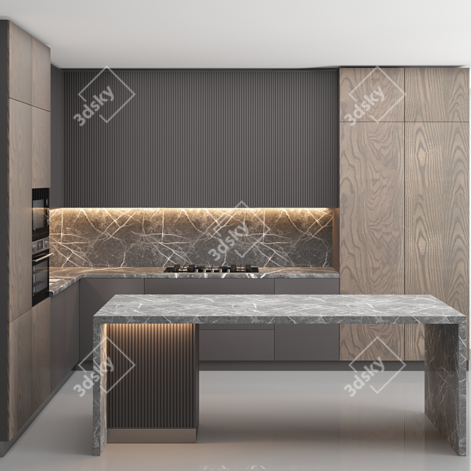 Modern Island Kitchen: High-Quality Renders Available 3D model image 6