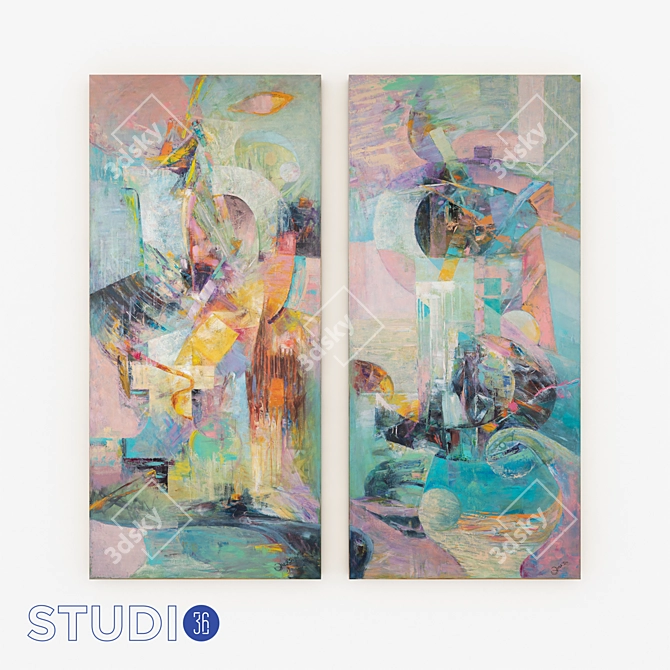 Ruble and Dollar: Hand-Painted Wall Art Set 3D model image 1