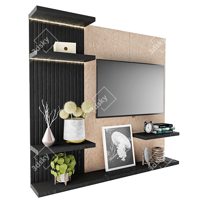 Sleek TV Shelf: Stylish and Functional 3D model image 2