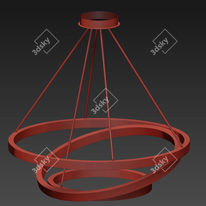 Sleek Ring Pendant Lights Set 3D model image 3