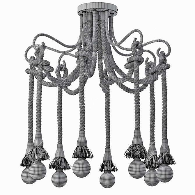 Rustic Loft Rope Light Chandelier 3D model image 5