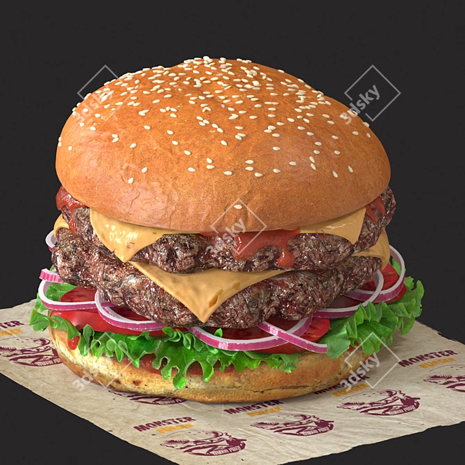 Delicious Hamburger - Mouthwateringly Detailed! 3D model image 2