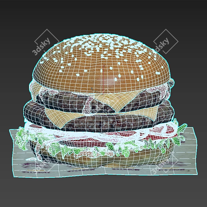 Delicious Hamburger - Mouthwateringly Detailed! 3D model image 3