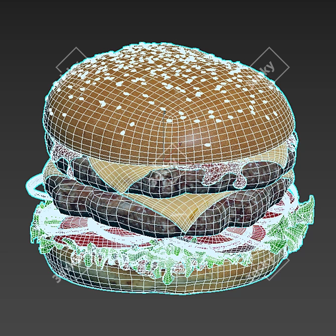 Delicious Hamburger - Mouthwateringly Detailed! 3D model image 6