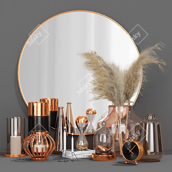 Elegant Mirror Decor Set 3D model image 1