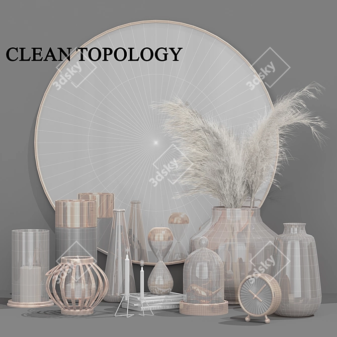 Elegant Mirror Decor Set 3D model image 5