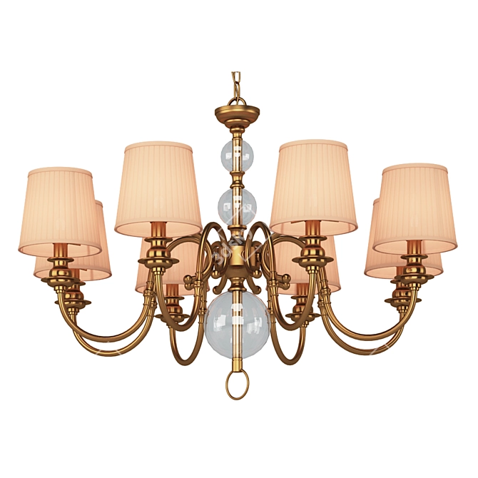 Elegant Black Brass Chandelier 3D model image 1