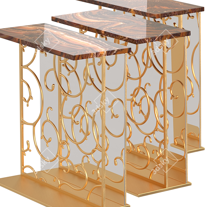 Folding Patterned Console Table 3D model image 3