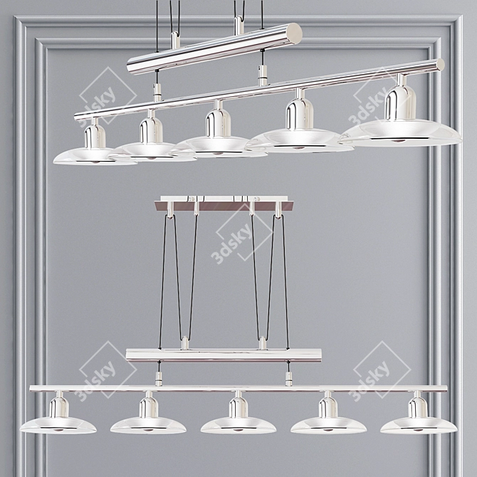 Elegant Galaxy Pendant Chrome Chandelier 3D model image 1